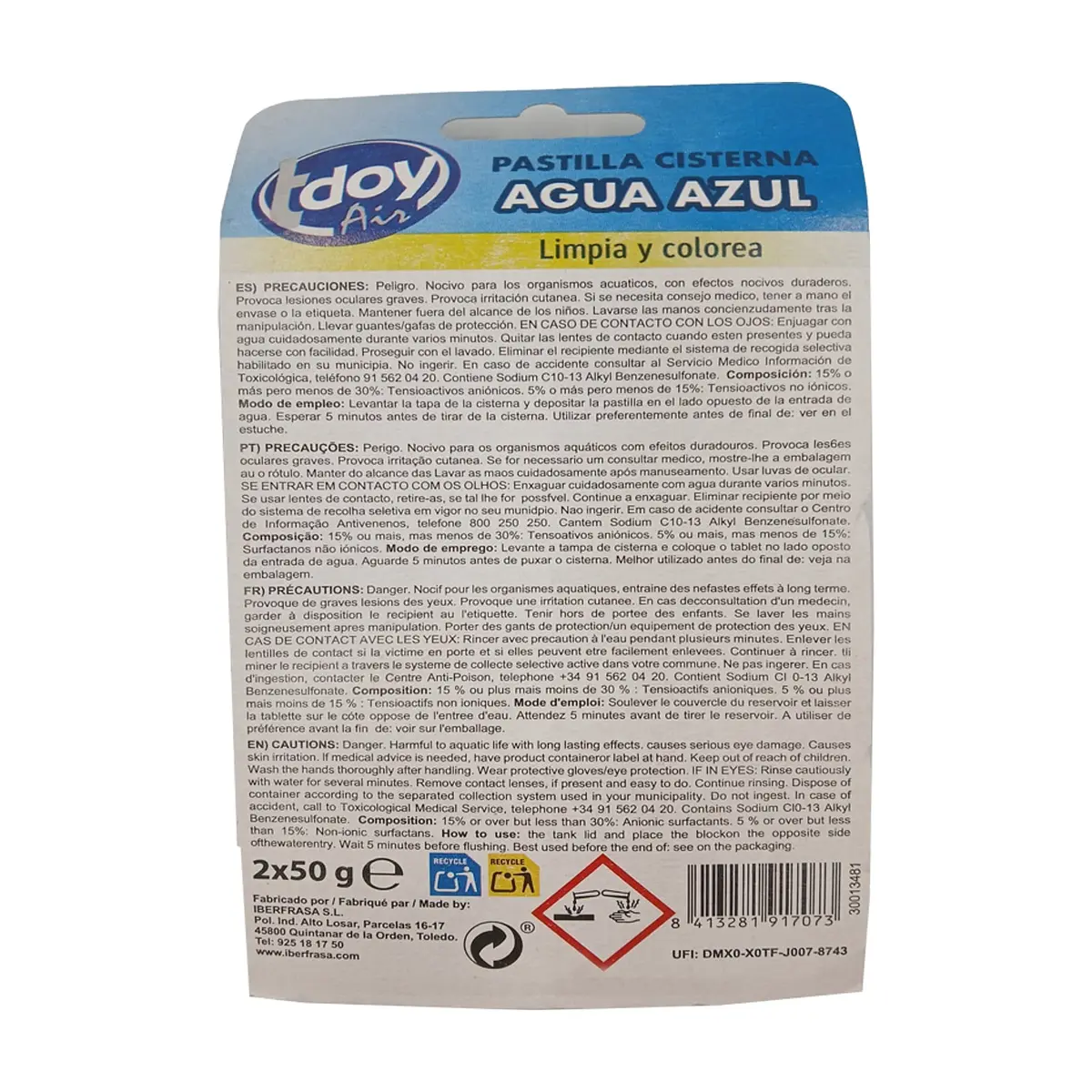 Pastilla cisterna Agua Azul Tdoy Air (2 x 50 g / 1.76 oz) - Thumbnail 2