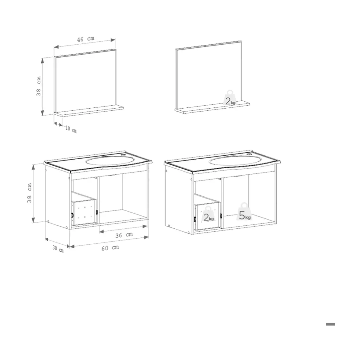 Mueble de baño gris en madera Cozimax Quartz - Thumbnail 3