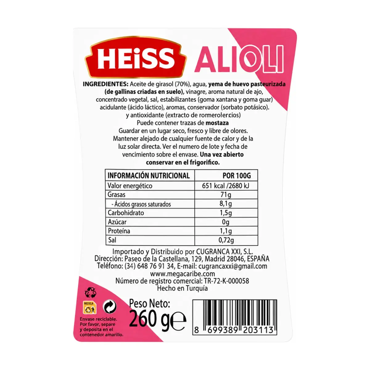 Salsa alioli sabor original Heiss (260 g / 9.17 oz) - Thumbnail 2