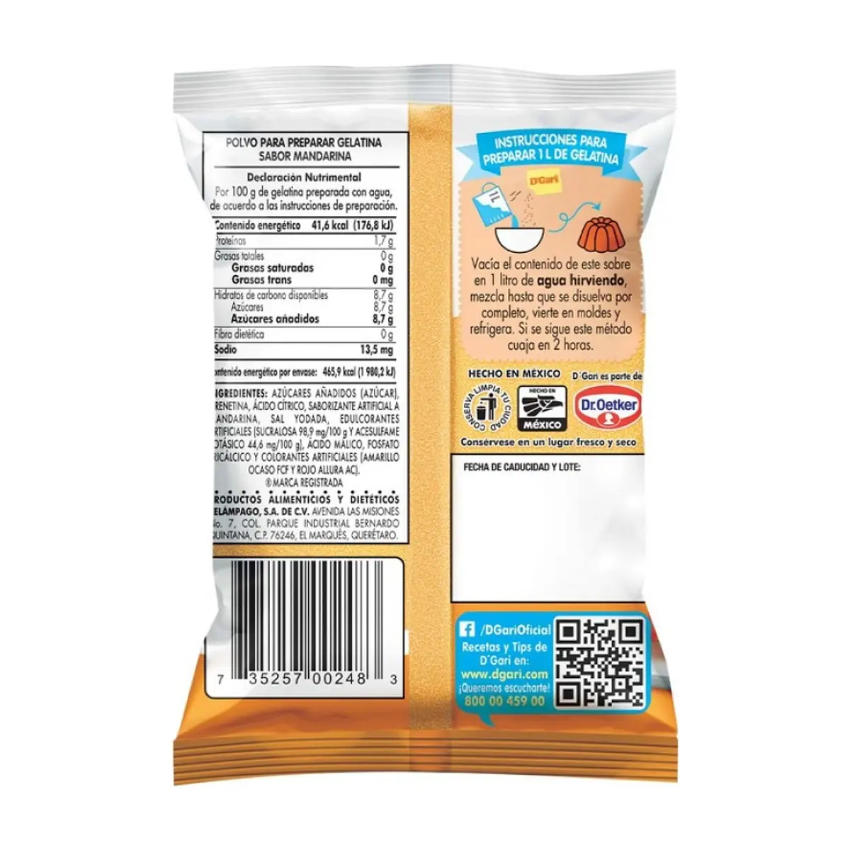 Gelatina sabor mandarina D'Gari (120 g / 4.2 oz) - Miniatura 4