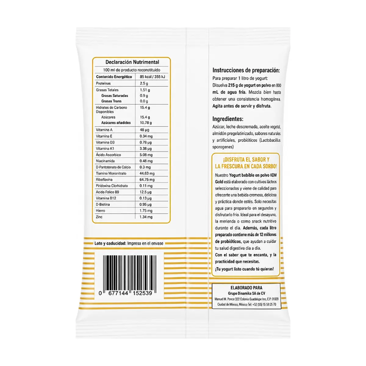 Yogurt bebible en polvo sabor piña KDM Gold (215 g / 7.58 oz) - Thumbnail 2