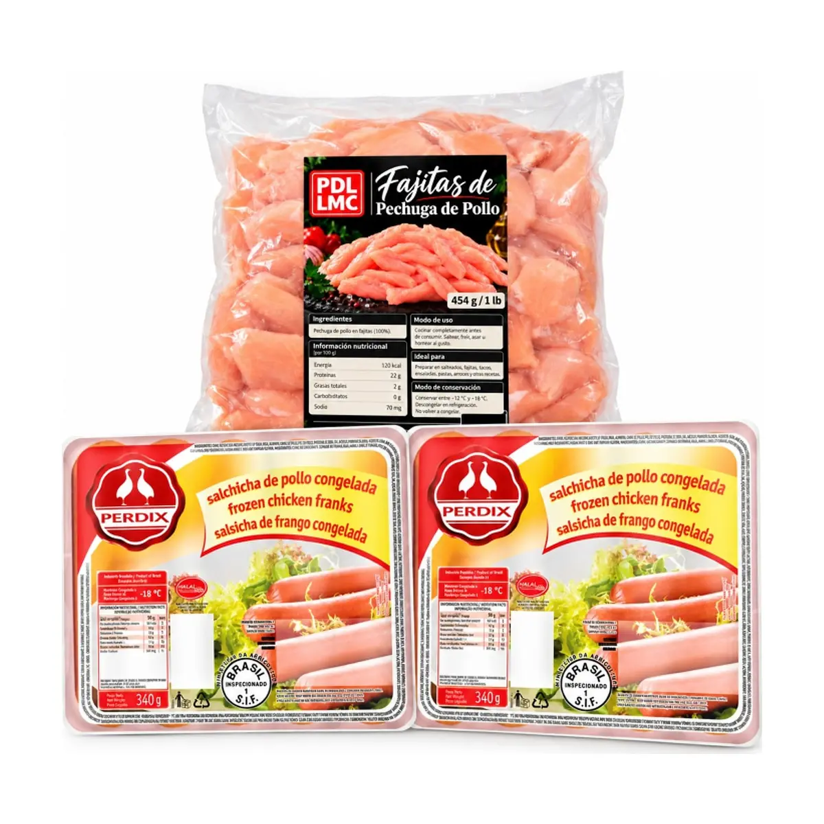 Fajitas de pechuga de pollo + Salchichas de pollo Perdix - Imagen 1