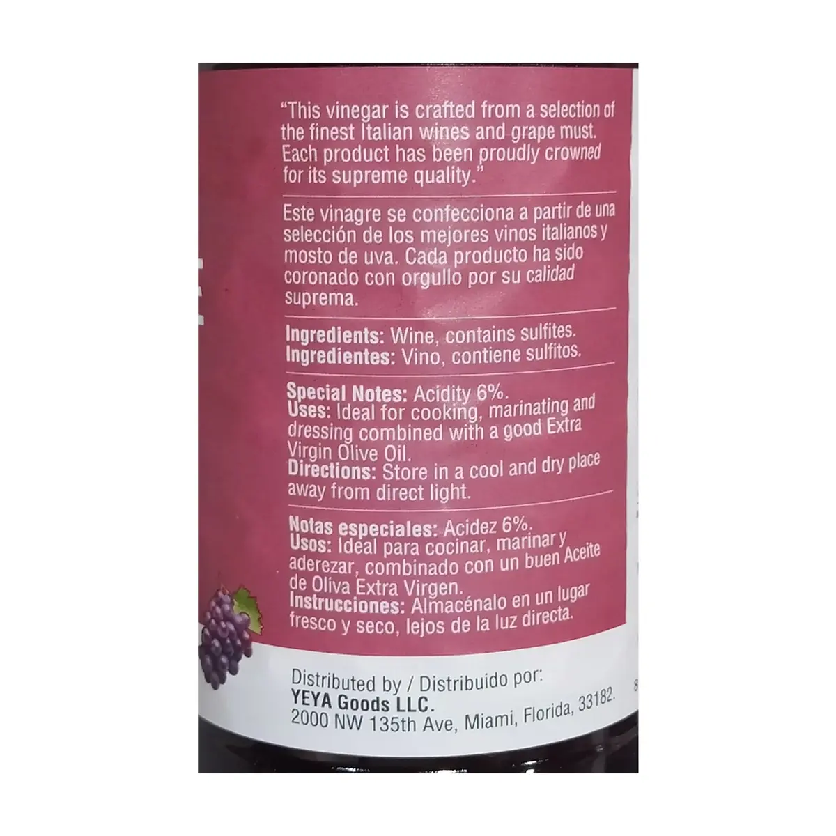 Vinagre de vino tinto YEYA (1000 ml / 34 fl. oz) - Thumbnail 3