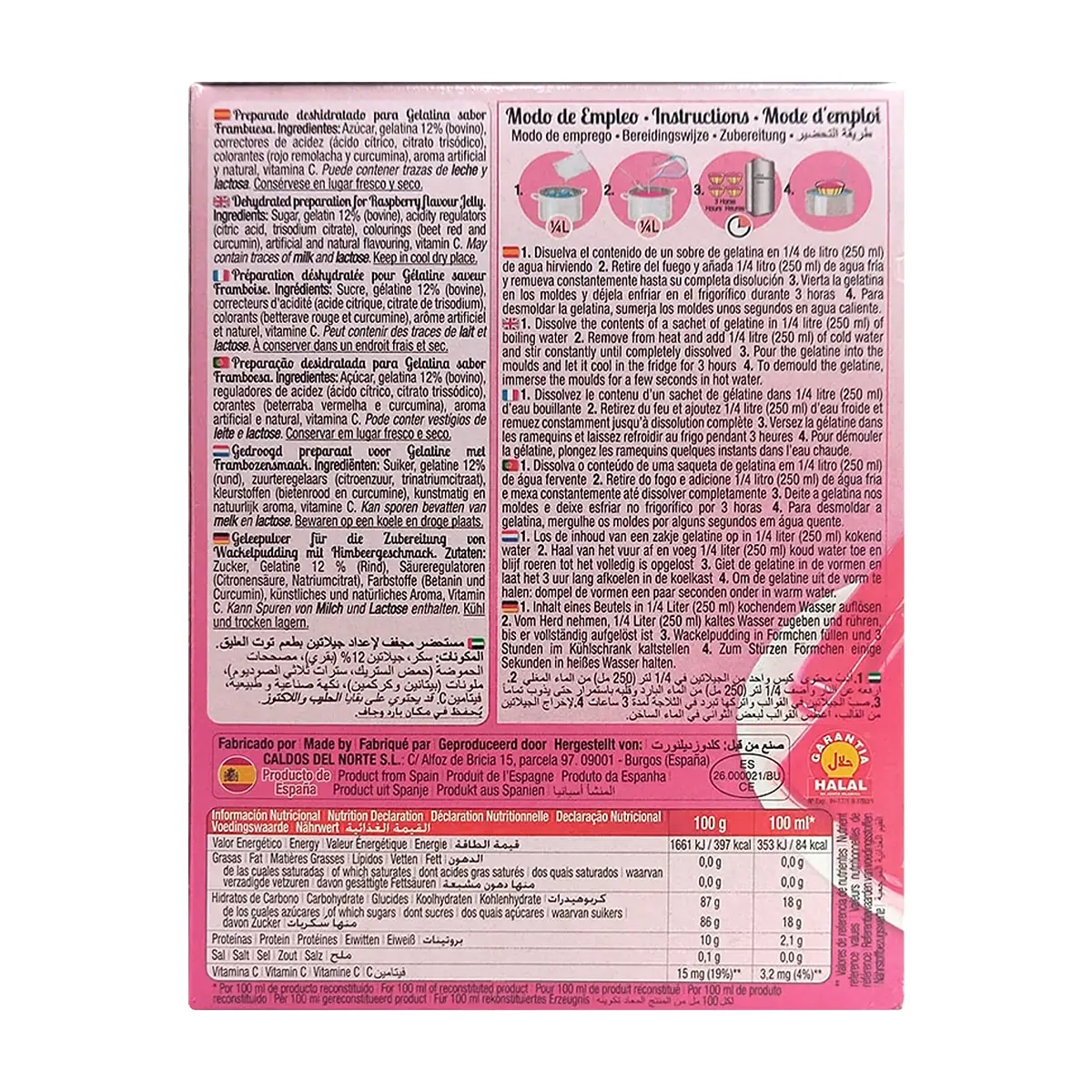 Gelatina sabor frambuesa Calnort (170 g / 6 oz) - Thumbnail 2