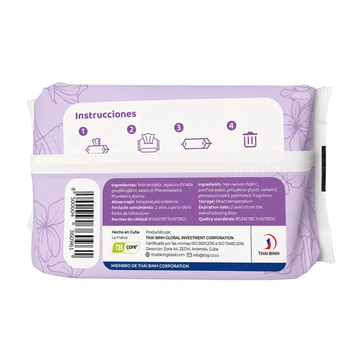 Toallitas húmedas Violeta TB Care (60 U) - Thumbnail 2