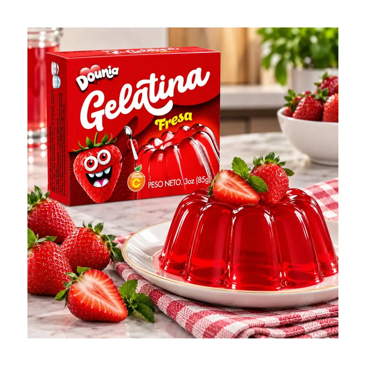 Gelatina con sabor a fresa Dounia ( 2 X 85 g / 3 oz) - Miniatura 2