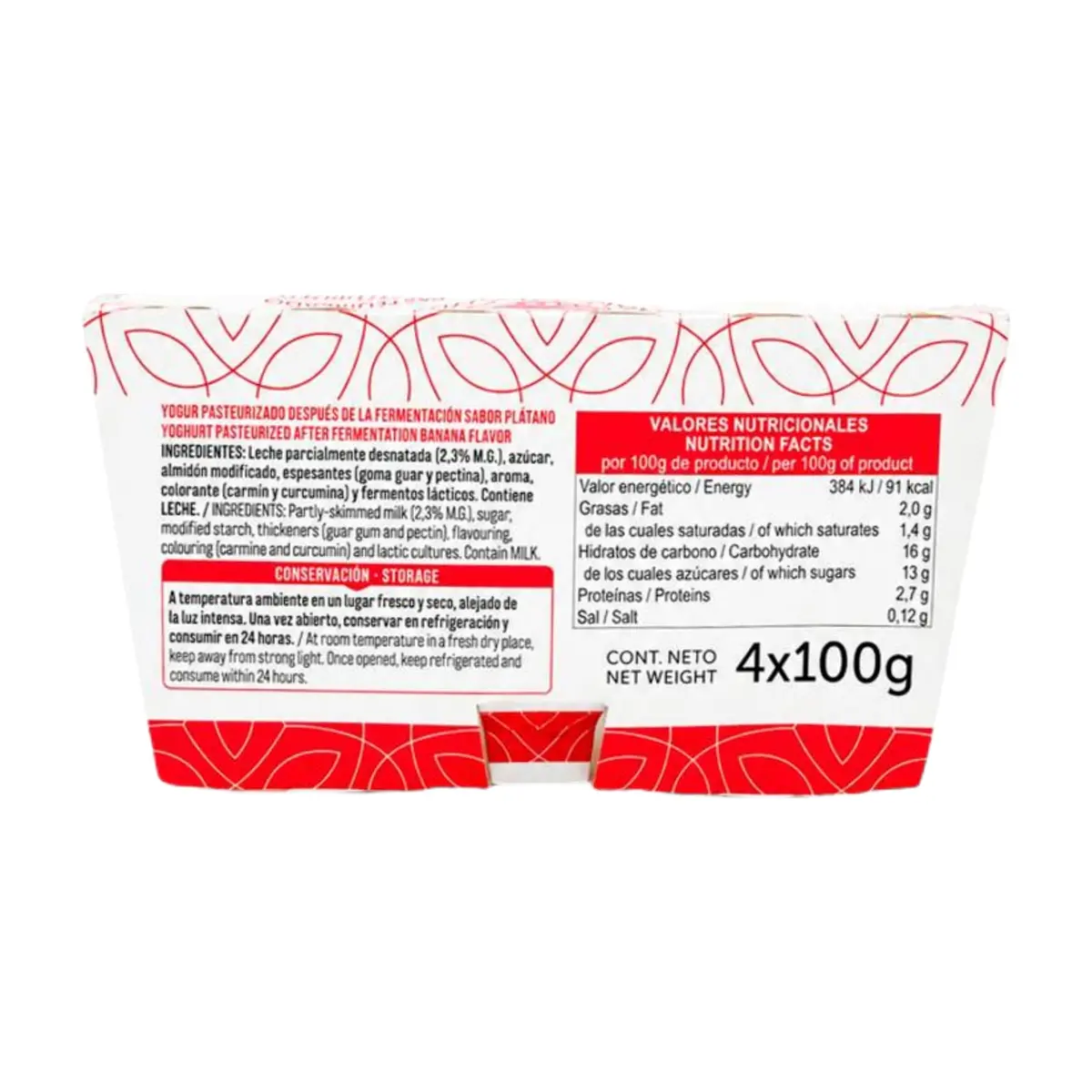 Yogurt pasteurizado sabor plátano Vima Foods (4 x 100 g / 3.52 oz) - Miniatura 3