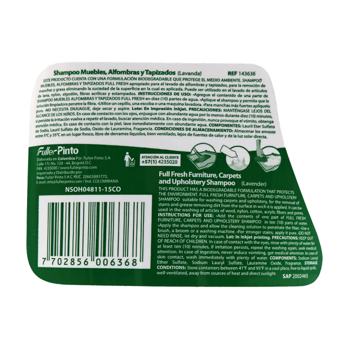 Champú para muebles, alfombras y tapizados con aroma a lavanda Full Fresh (1 L / 33.8 floz) - Thumbnail 3