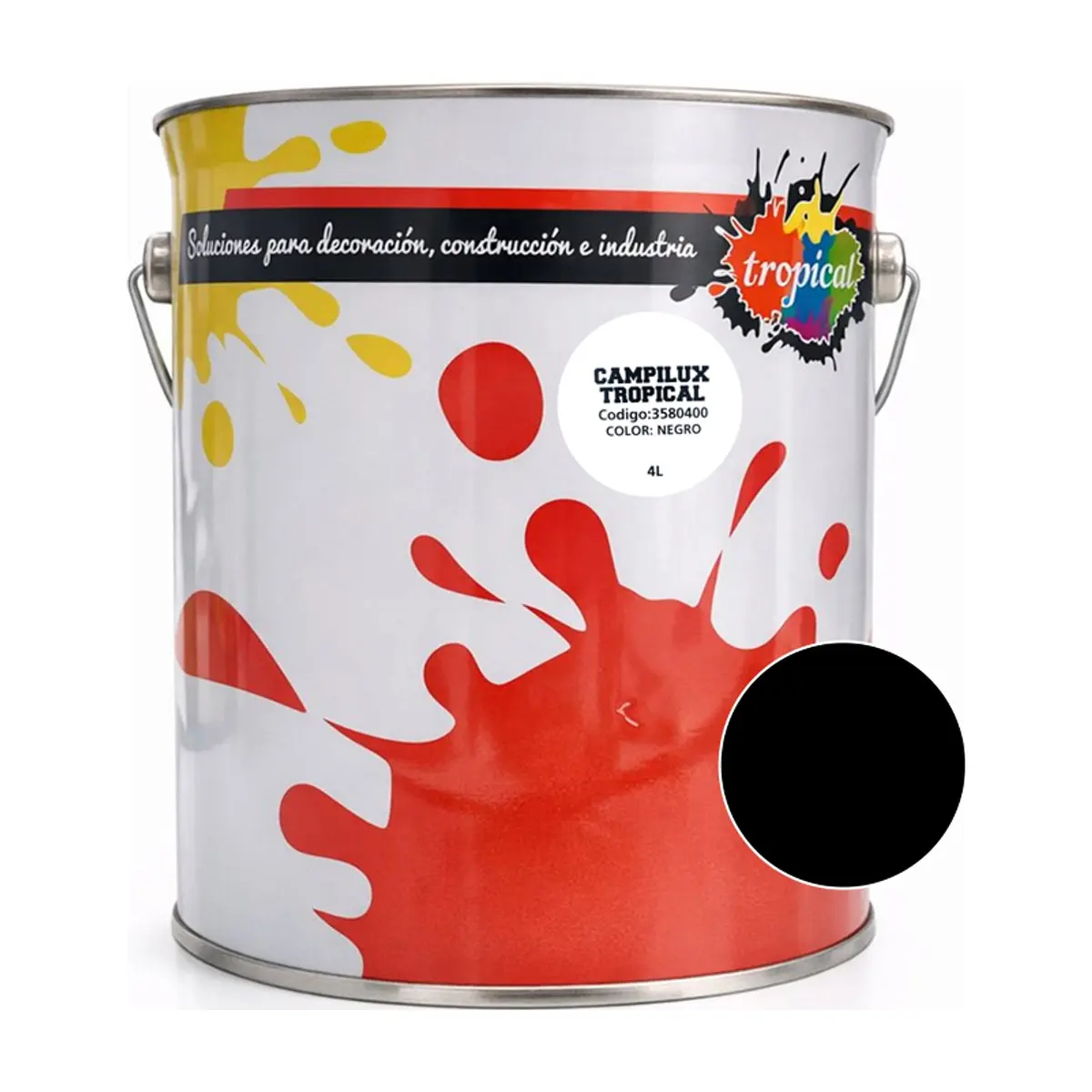 Pintura esmalte interior y exterior color negro Campilux Tropical (4 L)