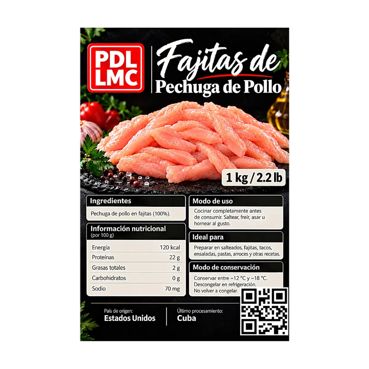 Fajitas de Pechuga de Pollo PDL LMC (1 kg / 2.2 lb) - Thumbnail 4