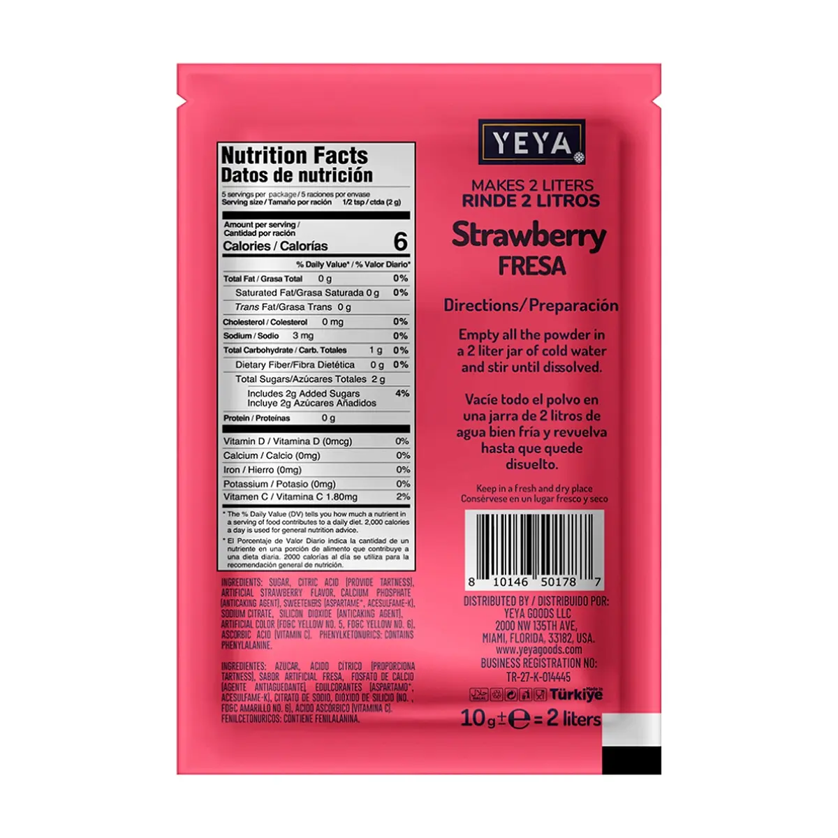 Refresco instantáneo sabor fresa YEYA (10 g) - Thumbnail 2
