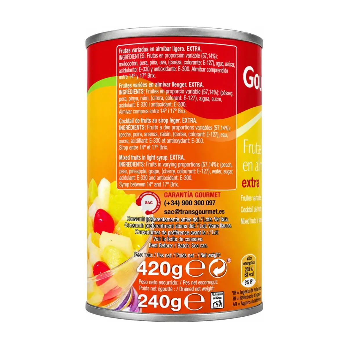 Frutas variadas en almíbar Gourmet (420 g / 14.8 oz) - Miniatura 2