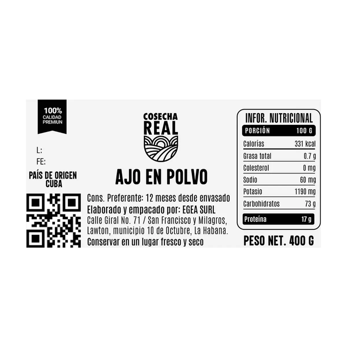 Ajo en polvo Cosecha Real (400 g / 14.1 oz) - Thumbnail 3