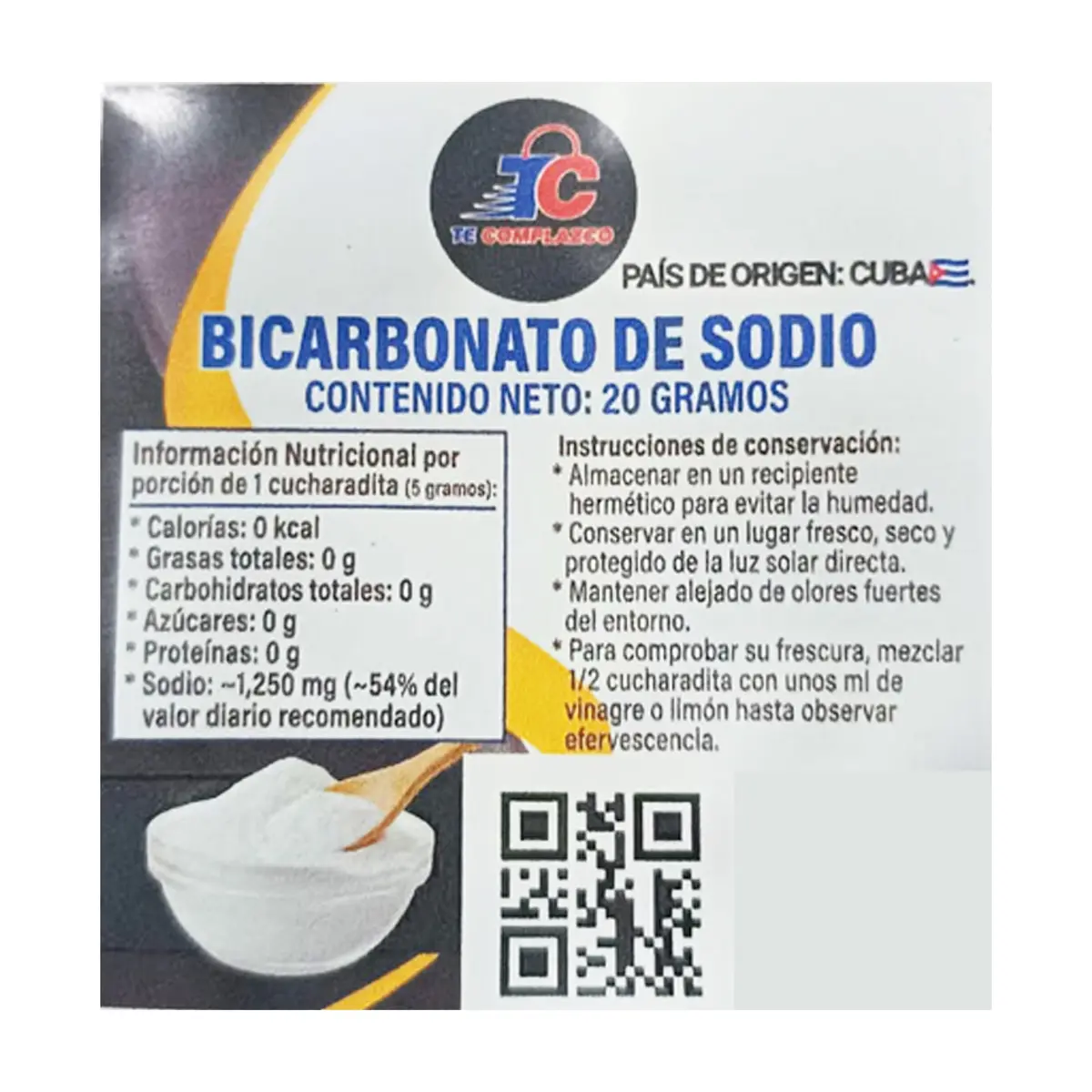 Bicarbonato de sodio Te Complazco (50 g / 1.76 oz) - Thumbnail 2