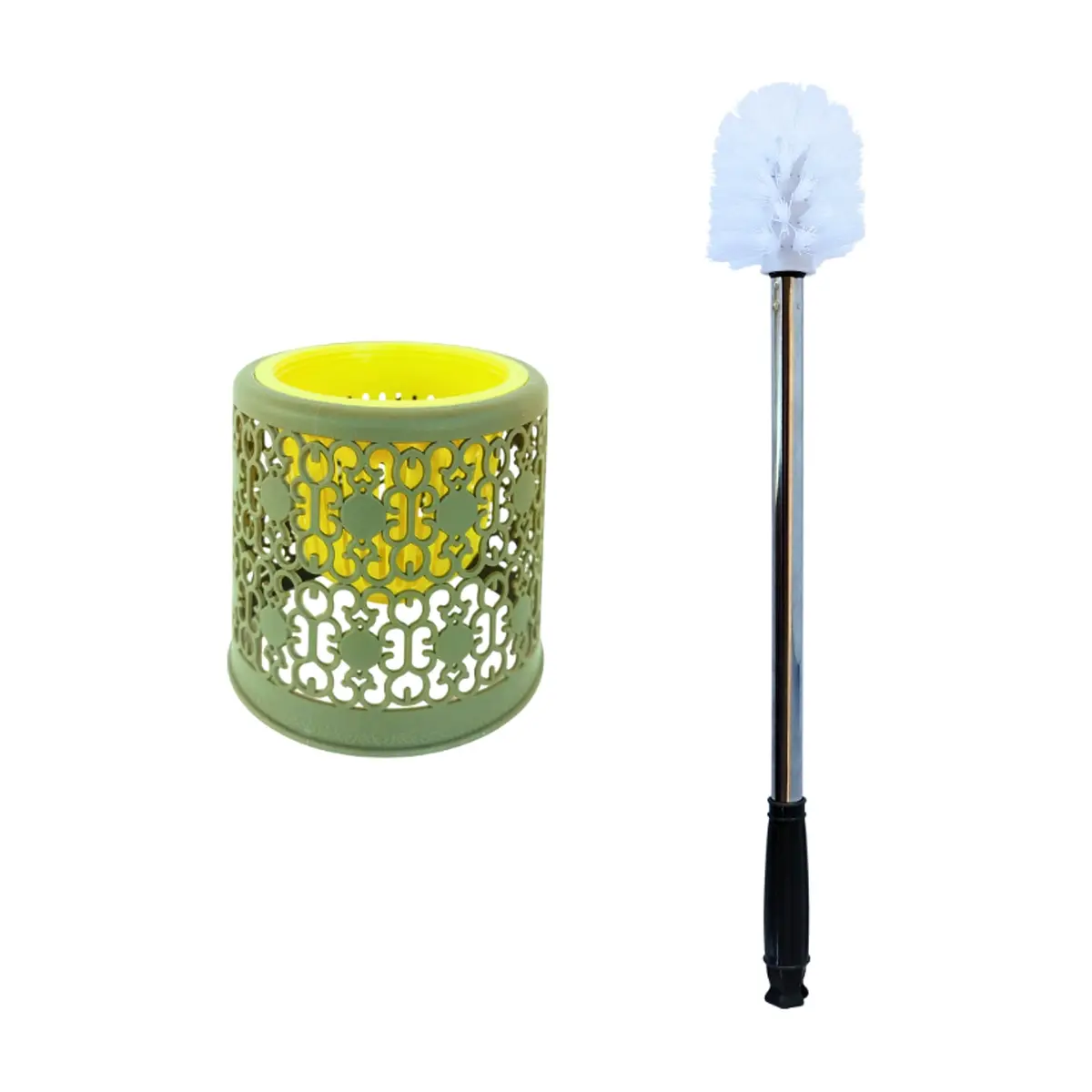 Escobilla de baño de plástico verde con mango y soporte Gutza - Miniatura 2