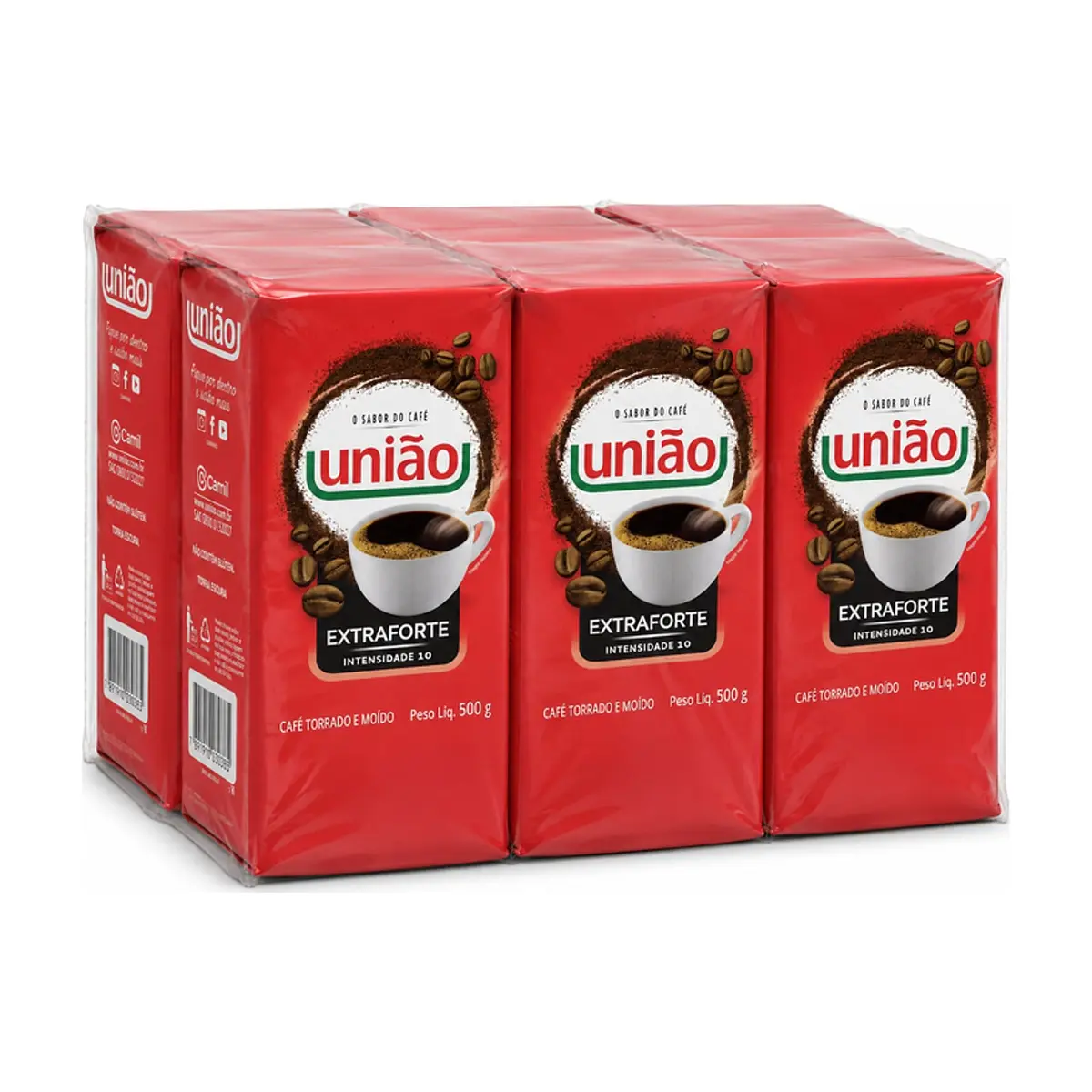 Café tostado y molido extra fuerte União (6 x 500 g / 1.1 lb)
