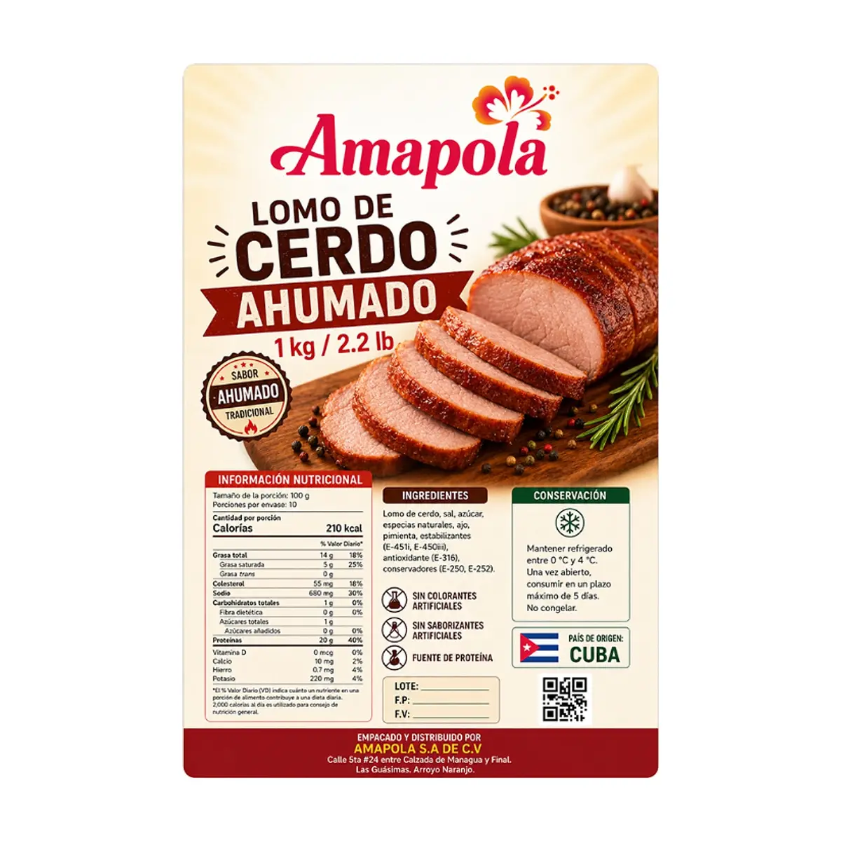 Lomo de cerdo ahumado Amapola (1 kg / 2.2 lb) - Thumbnail 2