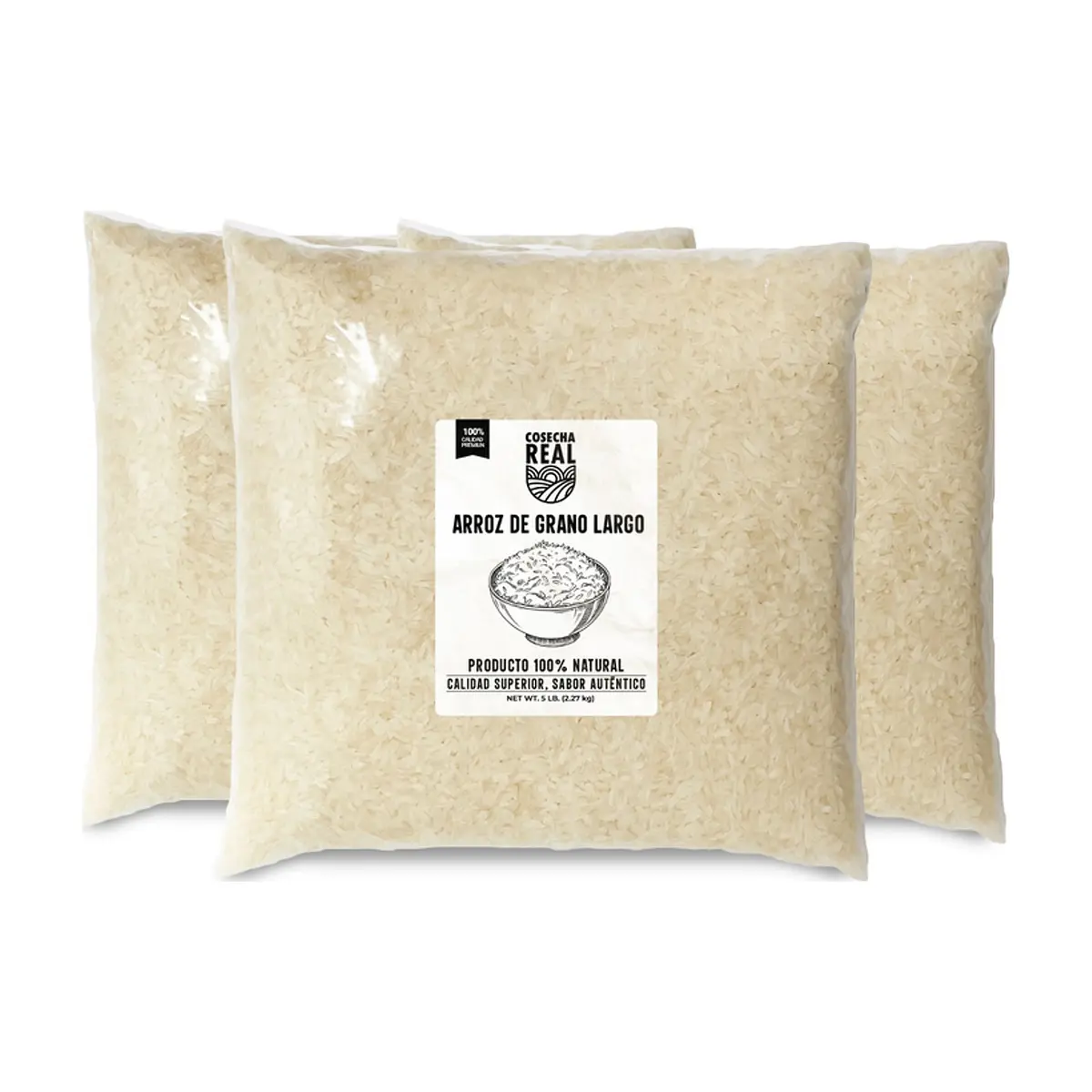 Arroz de grano largo Cosecha Real (3 x 2.27 kg / 5 lb)