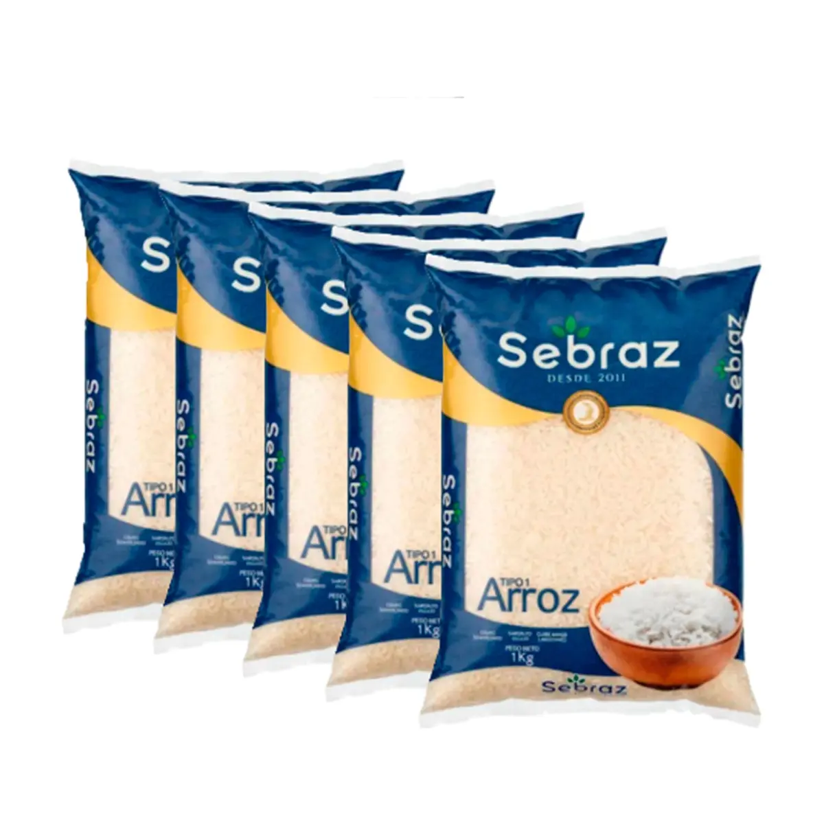 Arroz tipo 1 Sebraz (5 x 1 kg / 2.2 lb)