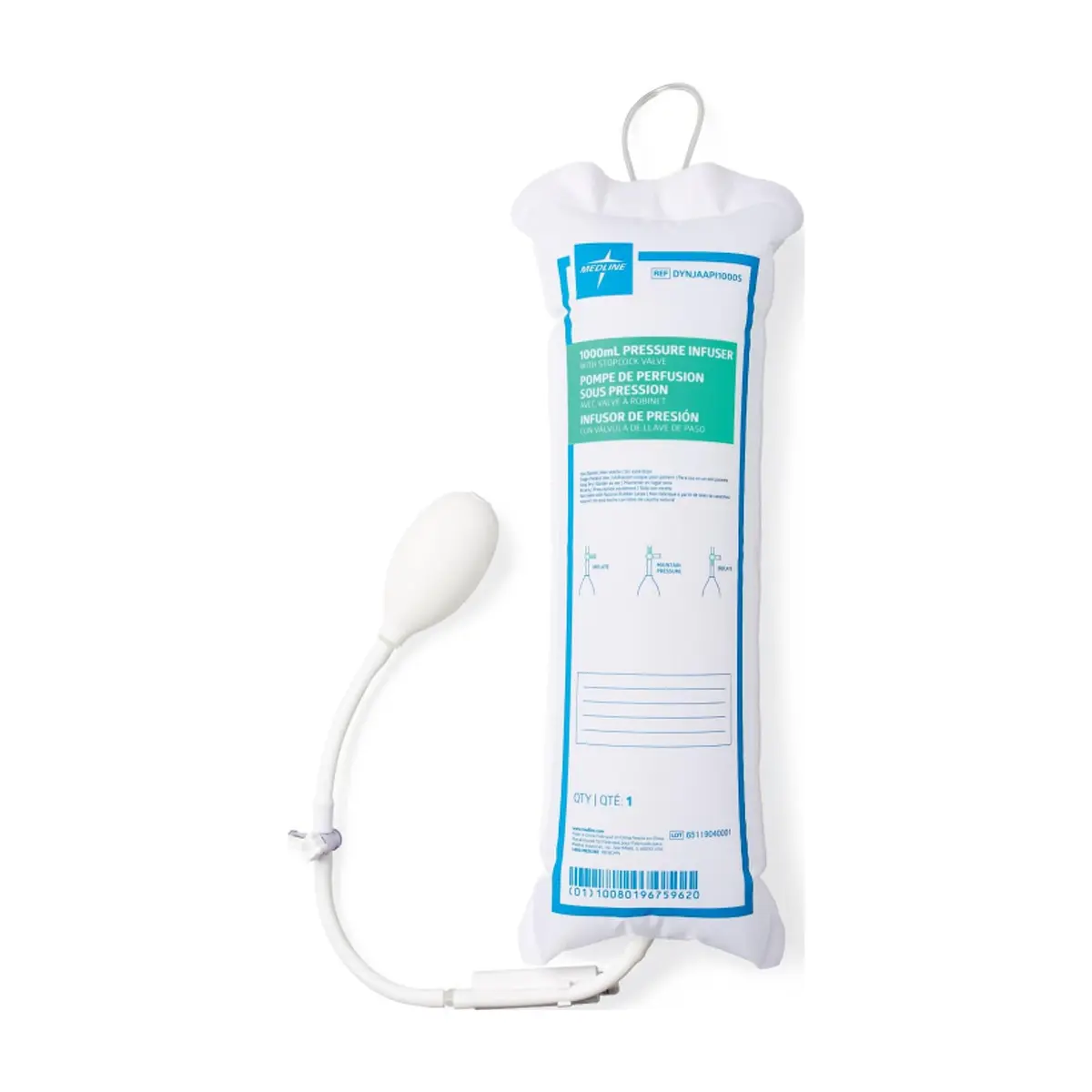 Infusor de presión con válvula de llave de paso Medline (1000 ml) - Thumbnail 2