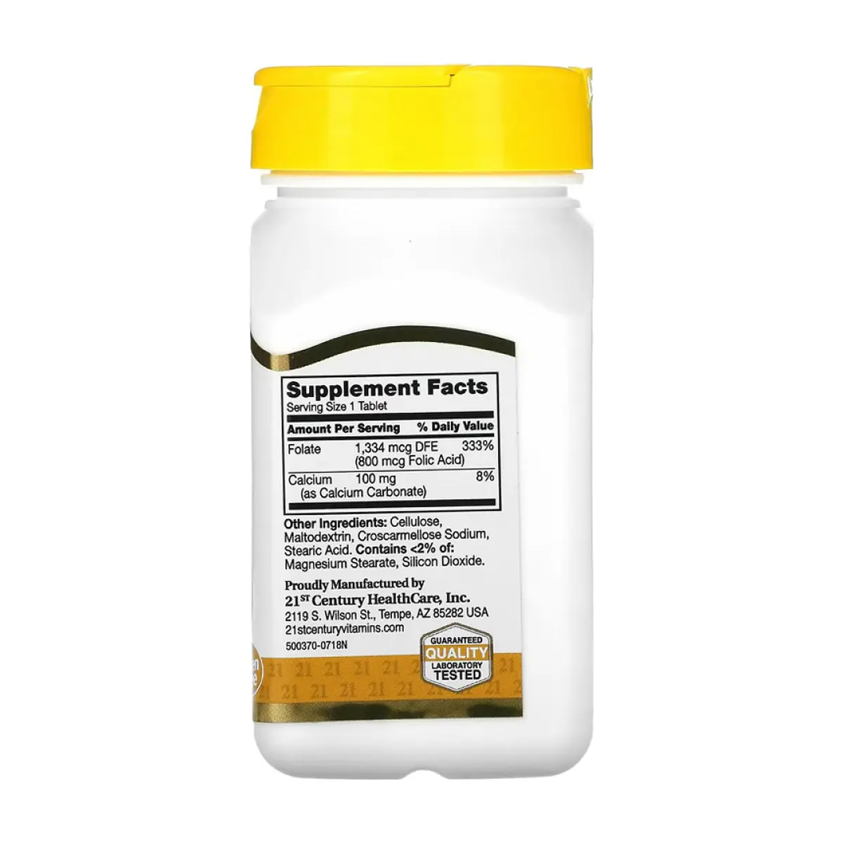 Ácido fólico 800 mcg 21st Century (180 tabletas) - Thumbnail 2
