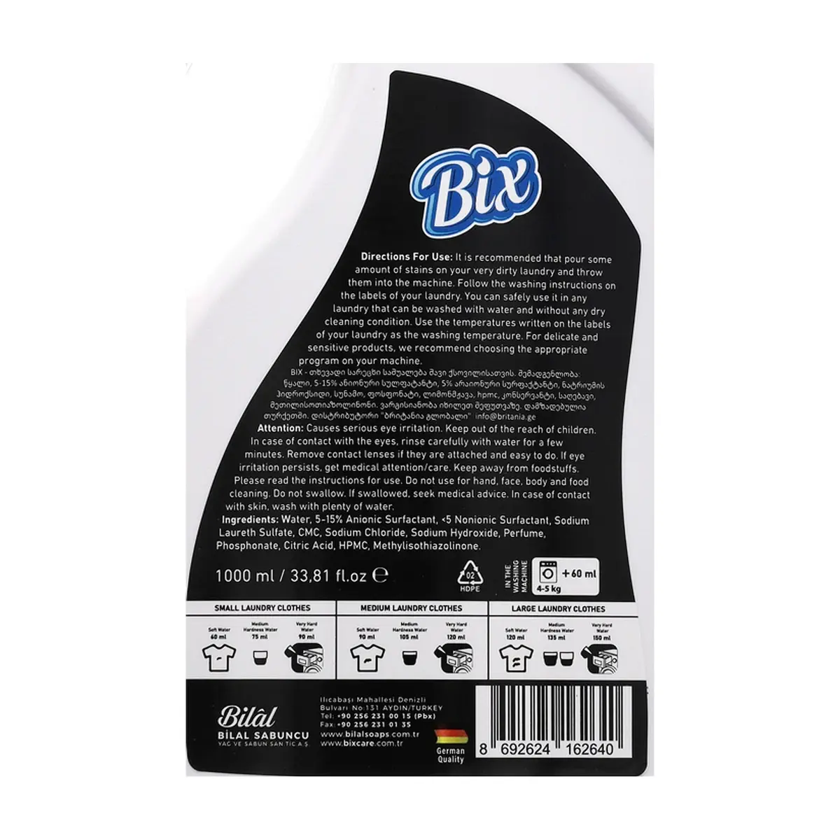 Detergente líquido para ropa negra Bix (1 L) - Thumbnail 4