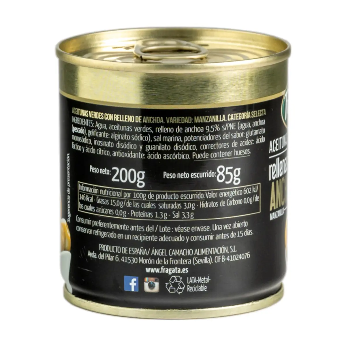 Aceitunas rellenas de anchoa Fragata (200 g / 7.05 oz) - Thumbnail 2