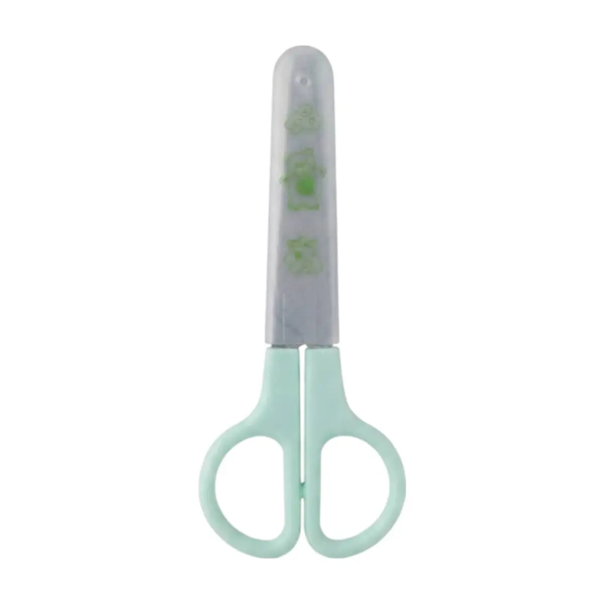 Tijera escolar infantil de color verde con protector de seguridad Tiara