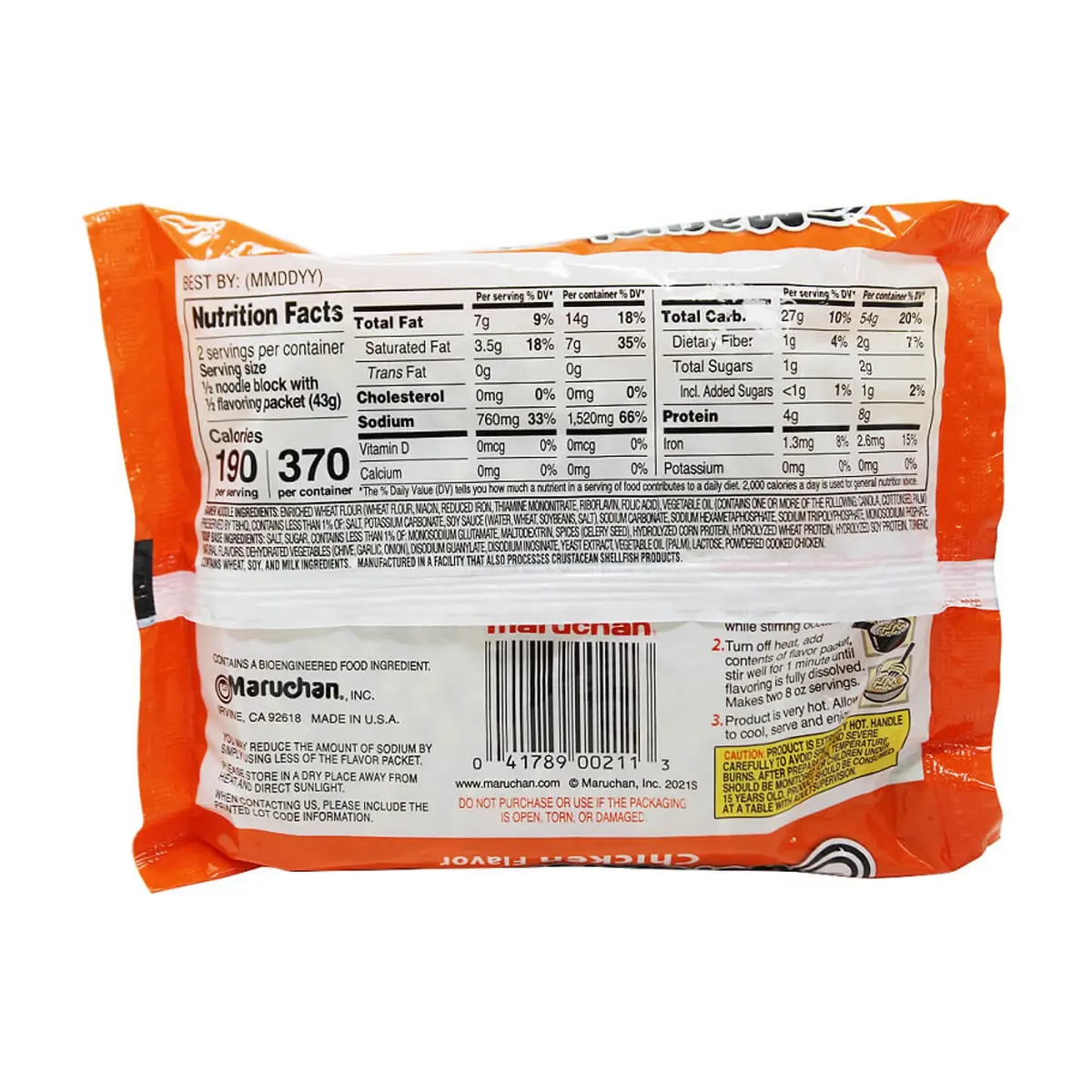 Sopa de fideos sabor a pollo Maruchan (85 g / 3 oz) - Miniatura 2
