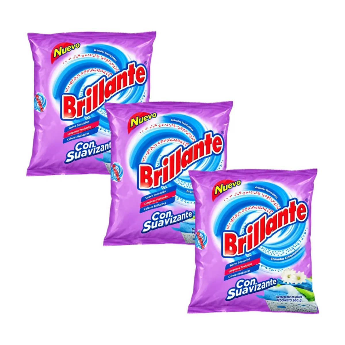 Detergente en polvo con suavizante Brillante (3 x 360 g / 12.70 oz)