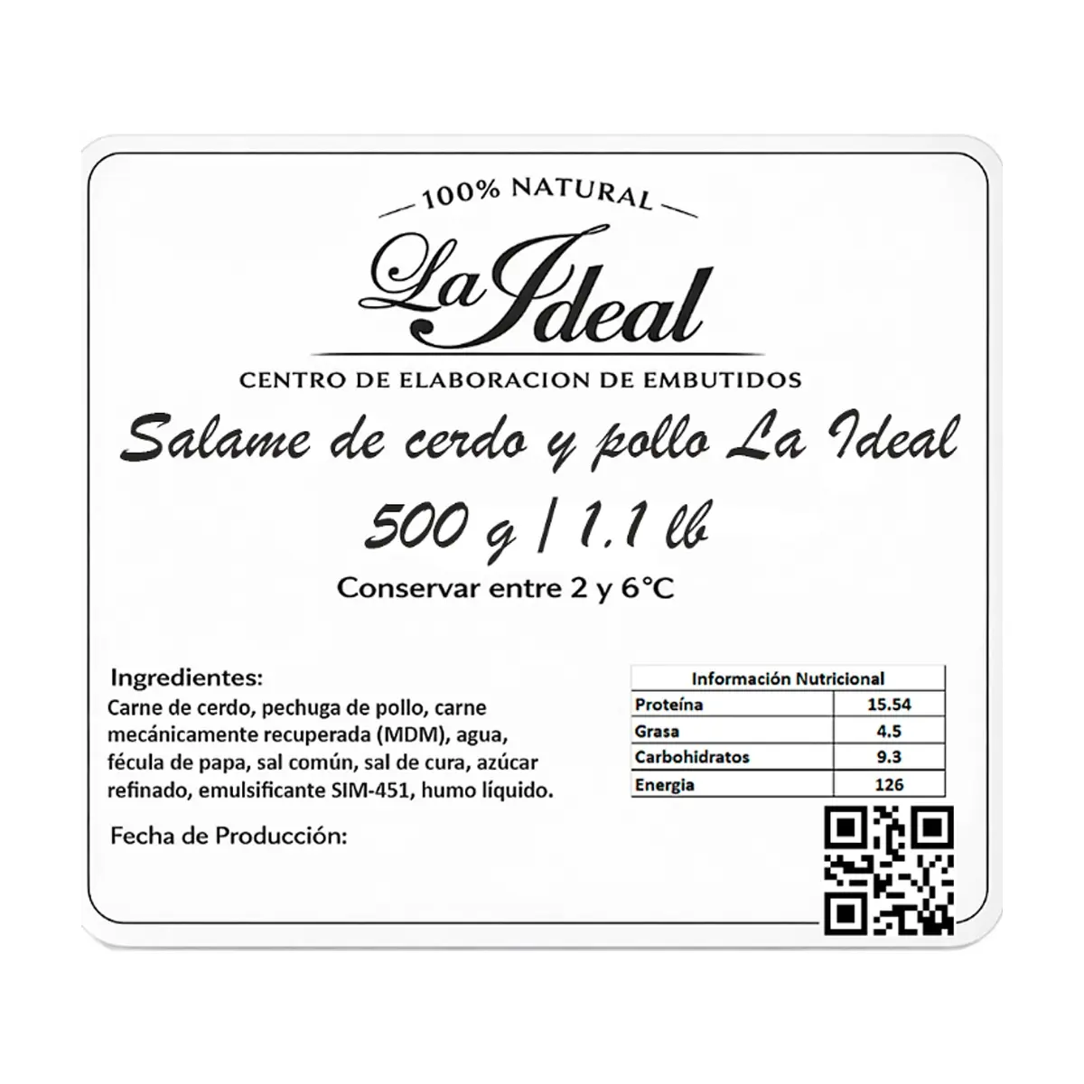 Salame de cerdo y pollo La Ideal (500 g / 1.1 lb) - Thumbnail 3