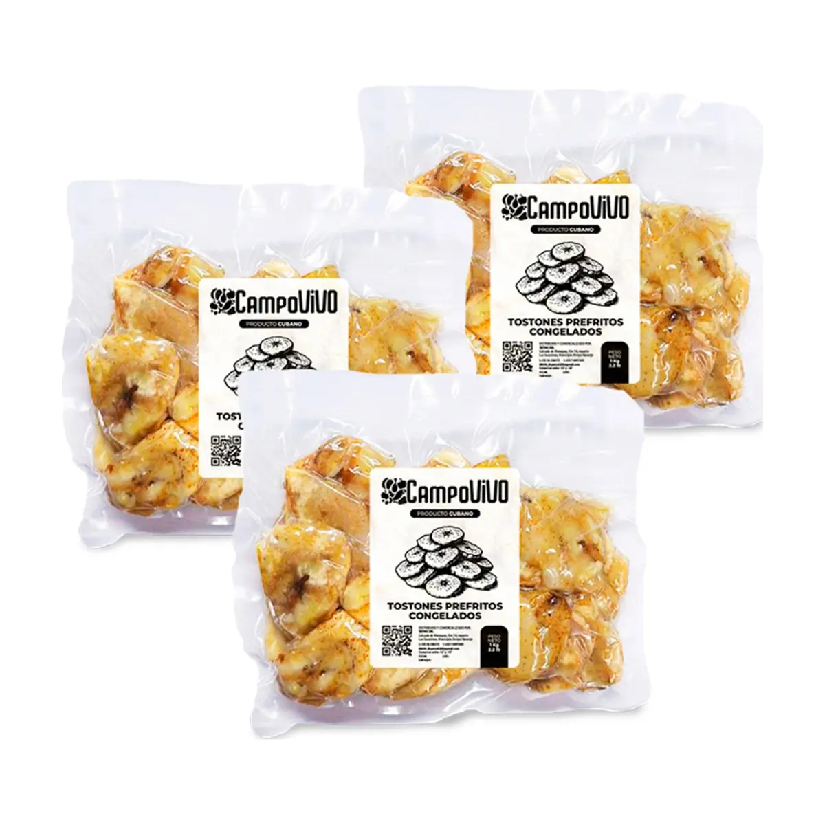 Tostones prefritos congelados Campo Vivo (3 x 1 kg / 2.2 lb) - Imagen 1