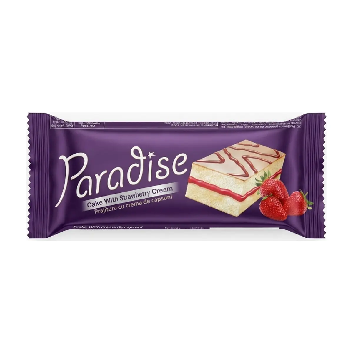 Pastelito relleno de crema de fresa con cobertura de chocolate blanco Paradise Simsek (25 g)