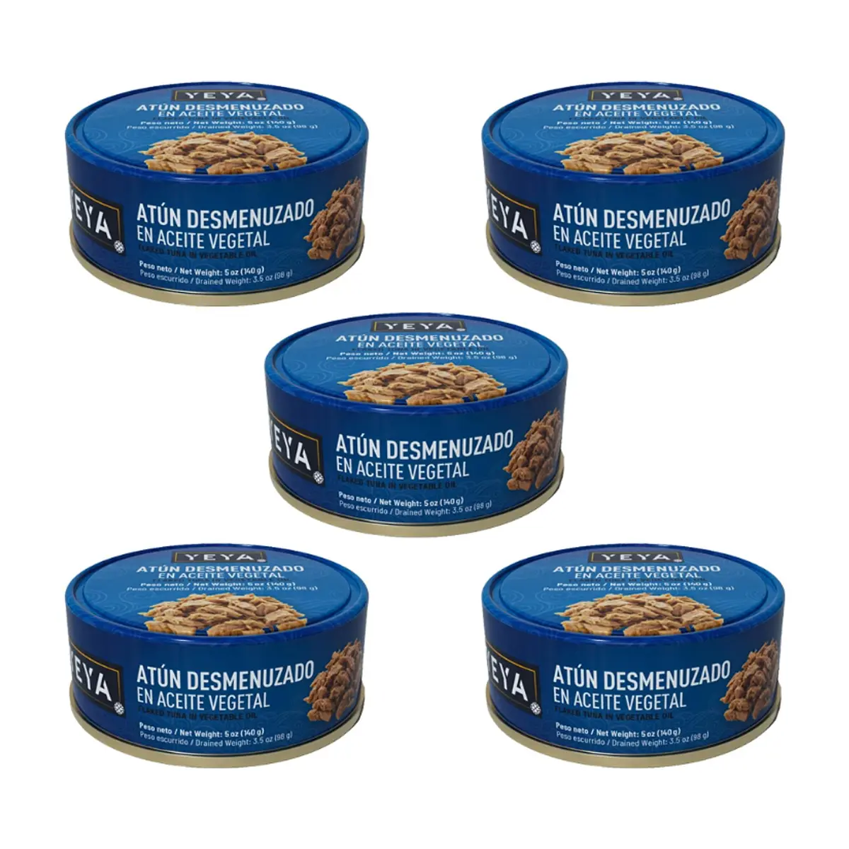 Atún desmenuzado en aceite vegetal YEYA (5 x 140 g / 5 oz)