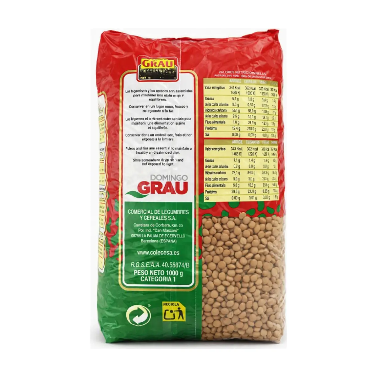 Lentejas Domingo Grau (1 kg / 2.2 lb) - Thumbnail 2