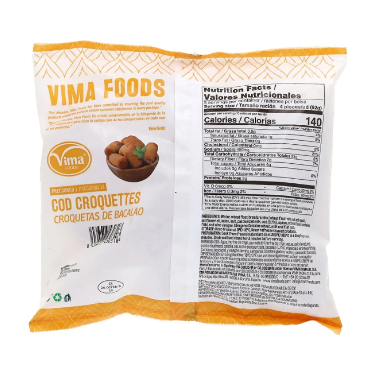 Croquetas de bacalao Vima Foods (500 g / 1.1 lb) - Miniatura 2