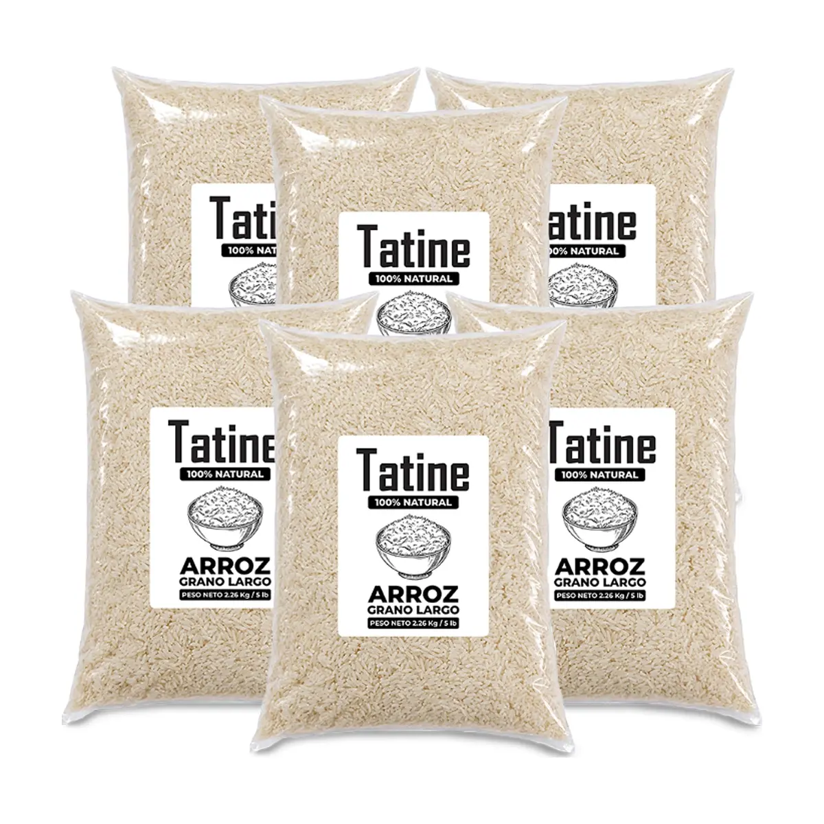 Arroz de grano largo Tatine (6 x 2.26 kg / 5 lb)