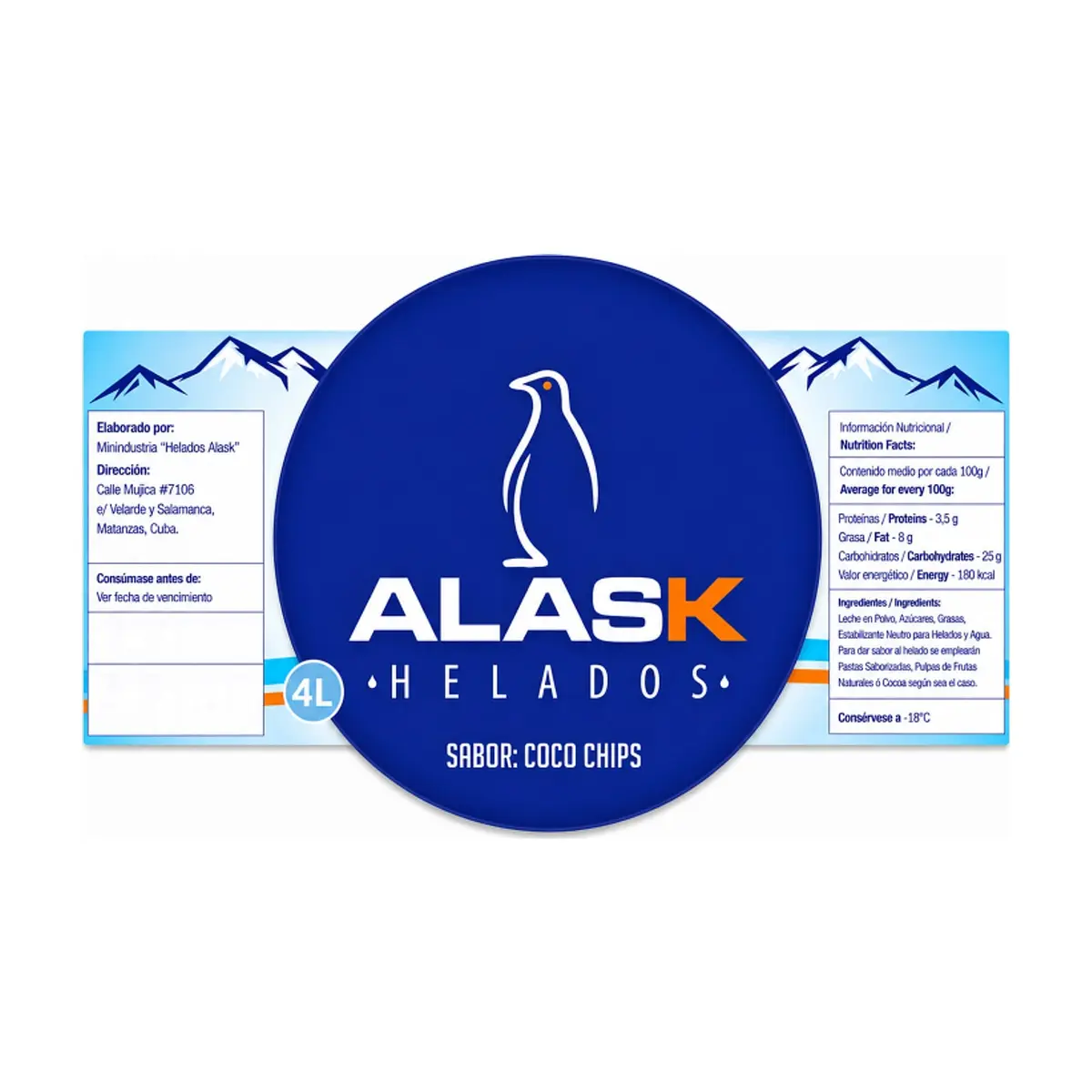 Helado de coco chips Alask (4 L) - Thumbnail 2