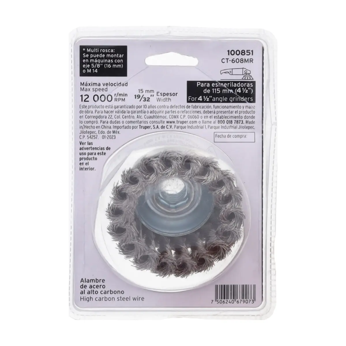 Cepillo de alambre para pulidora Truper 100851-CT-608MR - Thumbnail 2