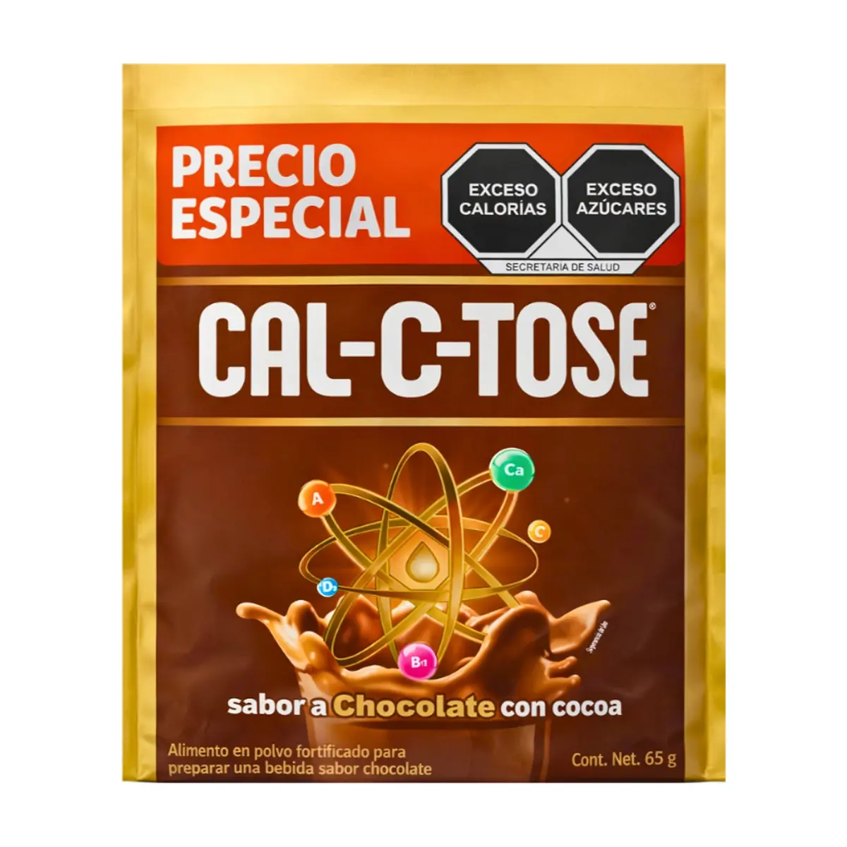 Alimento en polvo fortificado para preparar una bebida sabor a chocolate Cal-C-Tose (65 g / 2.3 oz)