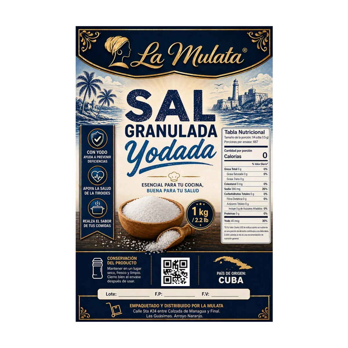 Sal granulada yodada La Mulata (1 kg / 2.2 lb) - Thumbnail 2