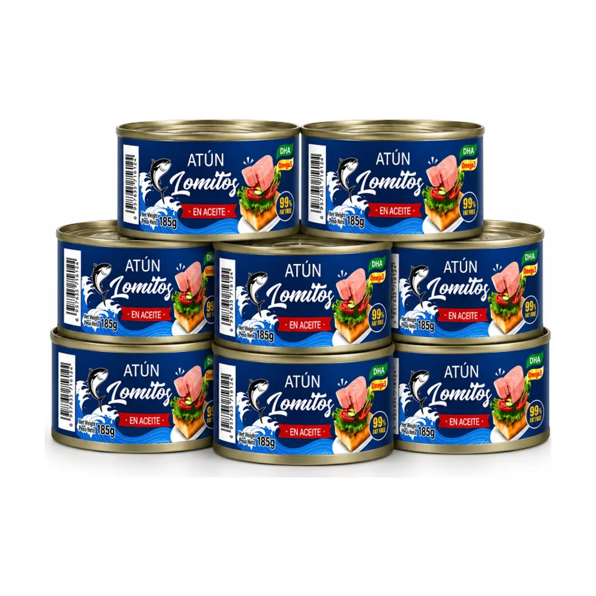 Atún lomitos en aceite Lucy (8 x 185 g / 6.53 oz)