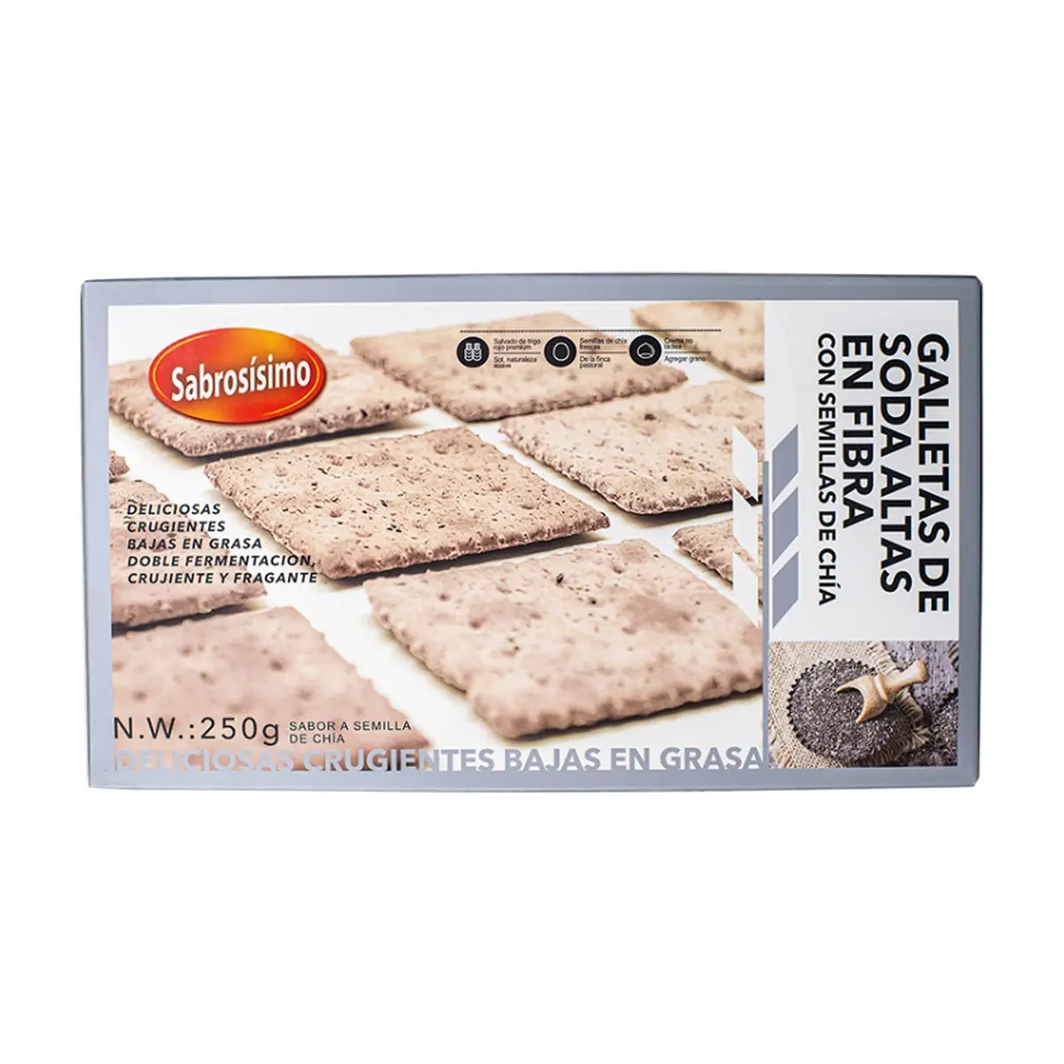 Galletas de soda de grano negro con semilla de chía Sabrosísimo (250 g / 8.81 oz)