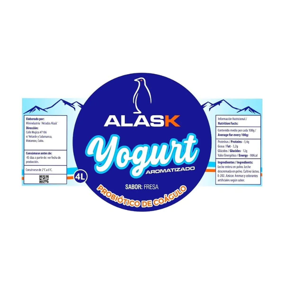 Yogurt probiótico de coágulo sabor fresa Alask (4 L) - Thumbnail 2
