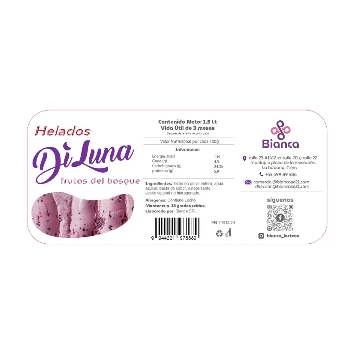 Helado Sabor Frutos del Bosque DiLuna (1.5 L) - Miniatura 2