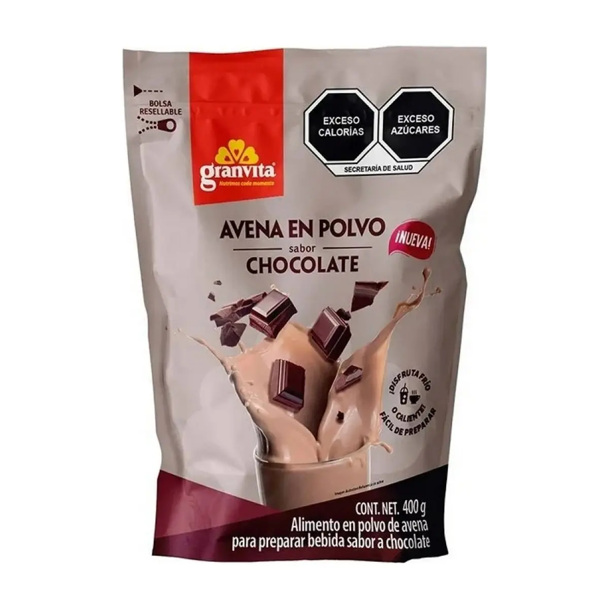 Avena en polvo sabor chocolate Granvita ALLÁ (400 g / 14.11 oz) - Thumbnail 4
