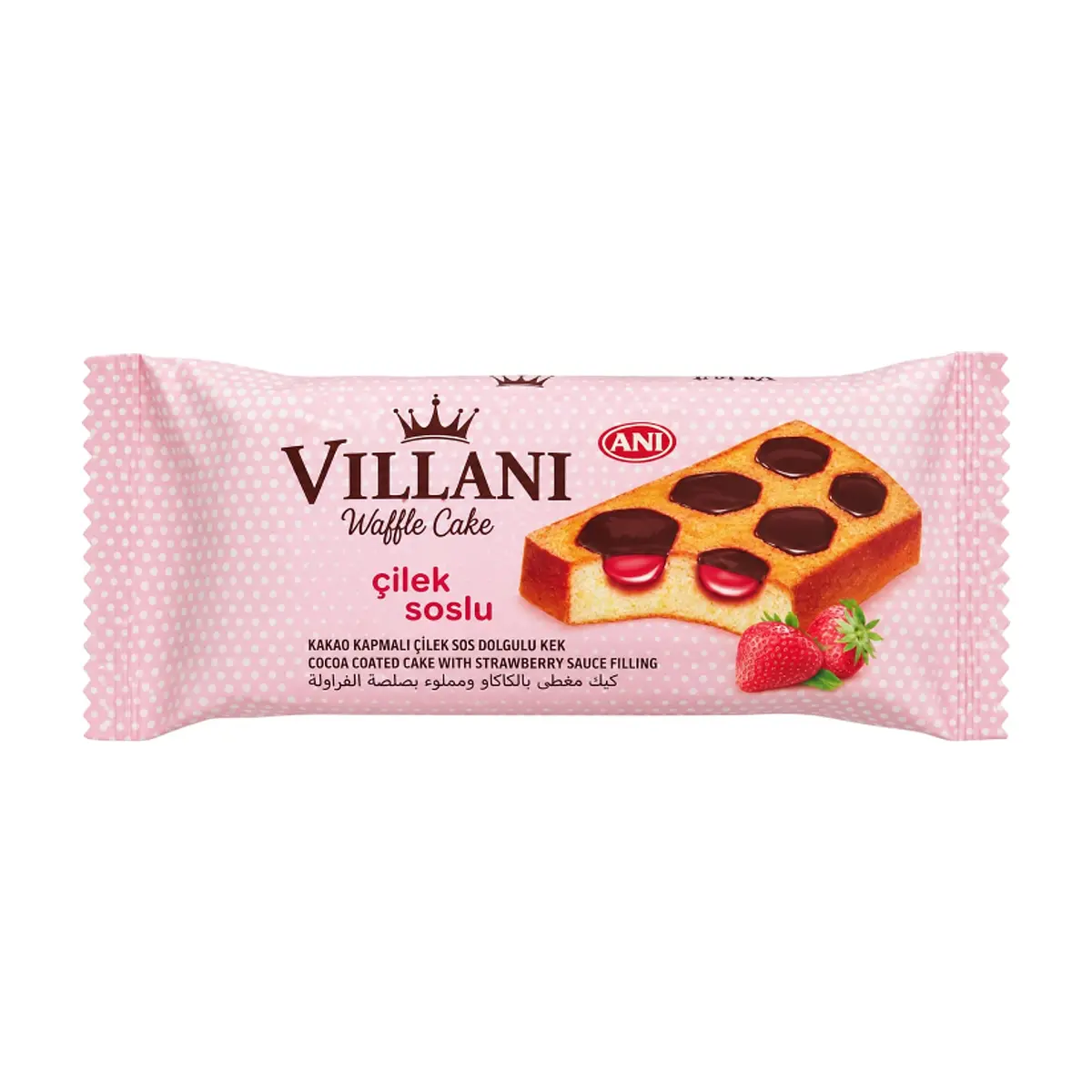 Pastelito de cacao recubierto con relleno de salsa de fresa Villani Ani (40g / 1.41 oz) - Imagen 1