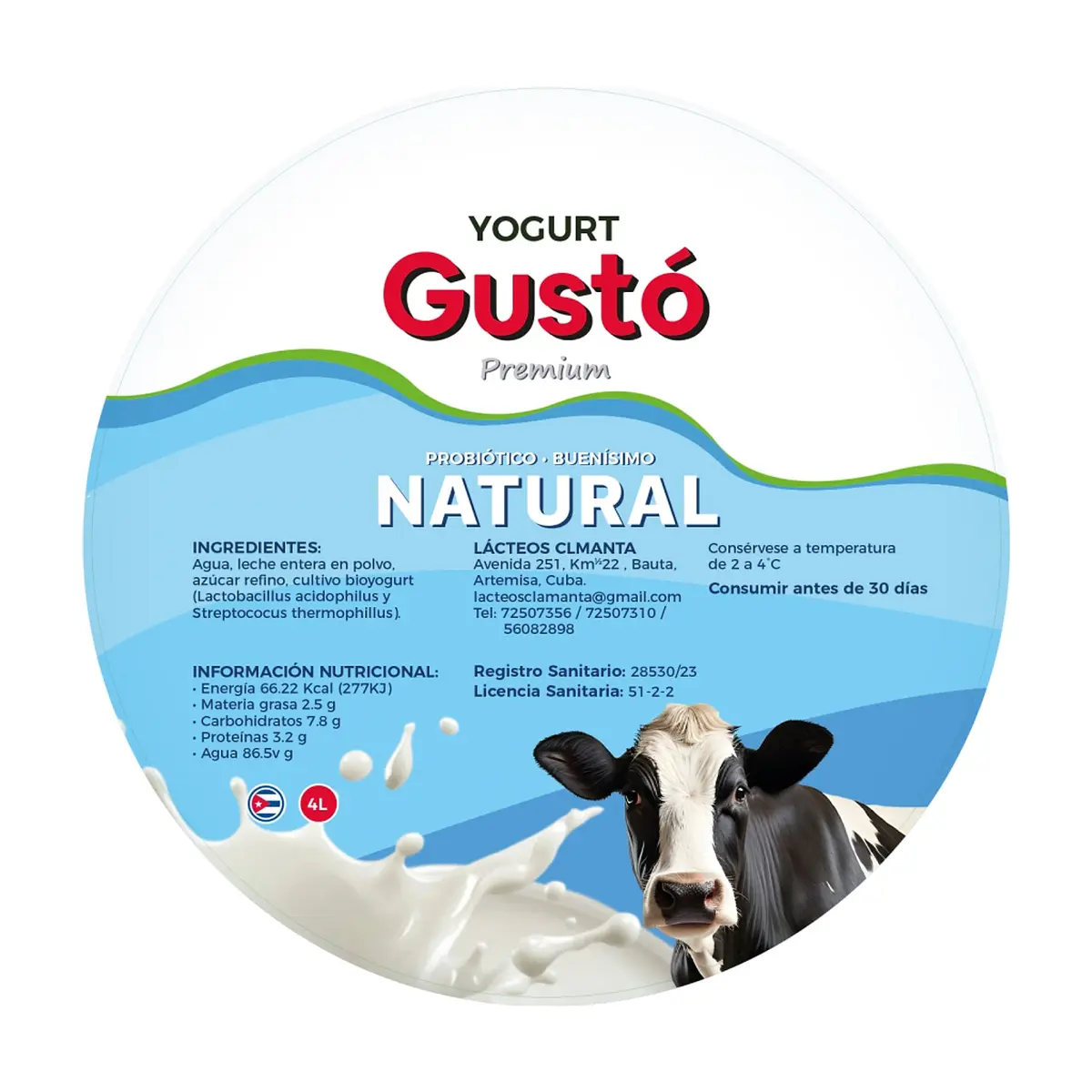 Yogurt Probiótico Natural Gustó Premium (4 L) - Thumbnail 3