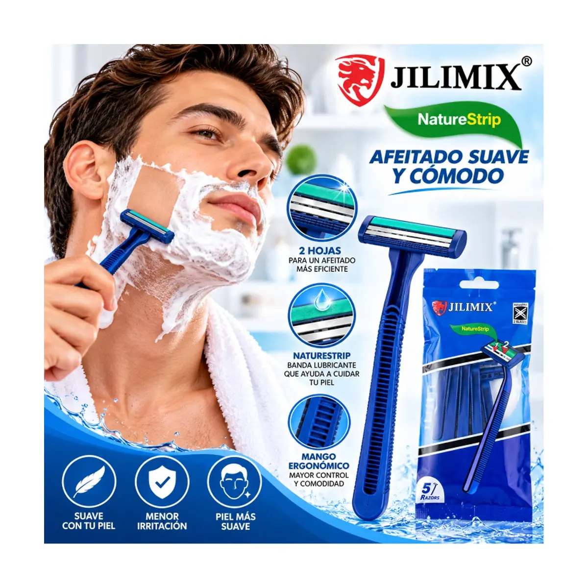 Maquinillas de afeitar desechables Jilimix (5 U) - Thumbnail 3