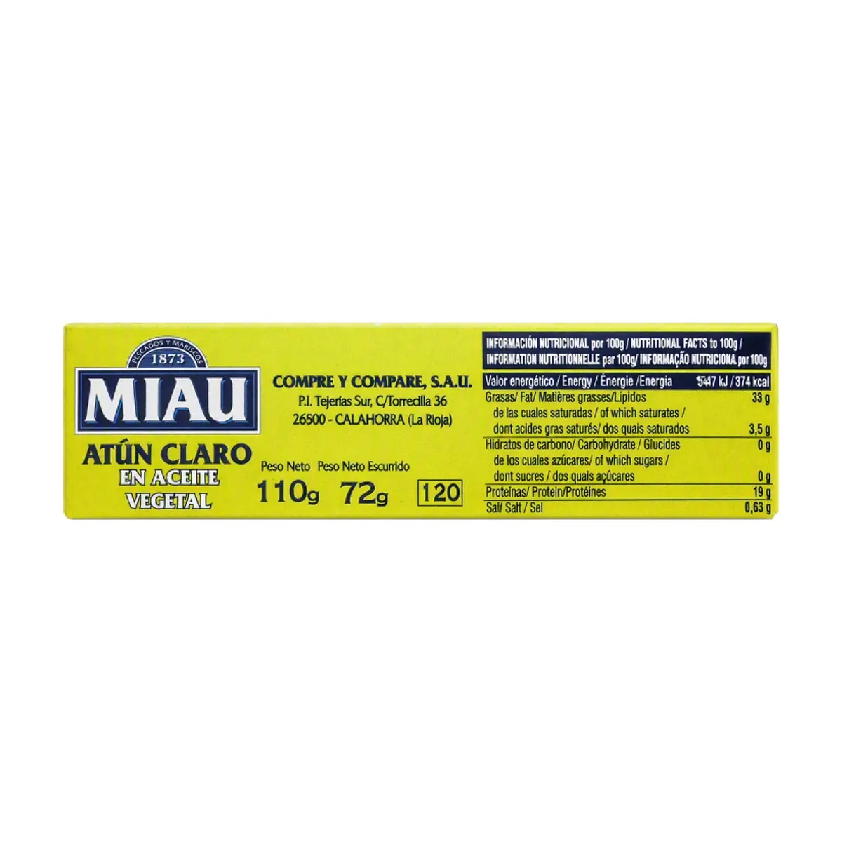 Atún claro en aceite de girasol Miau (110 g / 3.8 oz) - Thumbnail 3